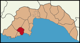 Map showing Finike District in Antalya Province