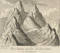 Der Gletscher auf dem Hohen-Säntis, 1760, Radierung, Gabriel Walser, Adrian Zingg