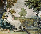 Giulia Farnese as – A young Lady and a Unicorn, by Domenichino, c. 1602, from Palazzo Farnese