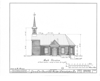 Drawing of the church's south side