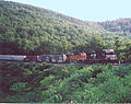 A Norfolk Southern train at Horseshoe Curve near Altoona, Pennsylvania