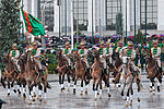 The ceremonial cavalry in during the Independence Day parade in Ashgabat in 2011.