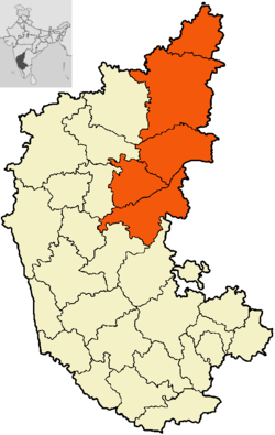 saffron colour indicating districts of Kalaburagi division