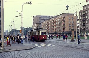 Trams in Wyzwolenia avenue in 1975