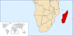 Location of the Democratic Republic of Madagascar in Africa