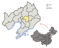 Location of Liaoyang City jurisdiction in Liaoning