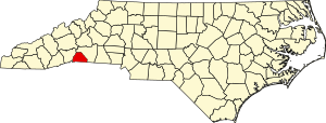 Map of North Carolina highlighting Polk County