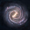 27. A computer-generated image of the Milky Way Galaxy, using advanced modern technology, and based on astronomers' knowledge of our galaxy's layout.