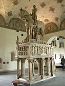 Bernabò Visconti's equestrian statue and sarcophagus