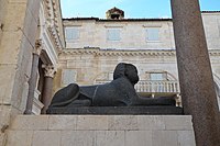 Granite sphinx of Ramses II. 3,500 years old, it comes from the site of Pharaoh Thutmose III. The other two Sphinxes can be found in the Temple of Jupiter in Diocletian's Palace, and in the Split Museum.