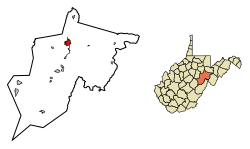 Location of Elkins in Randolph County, West Virginia.