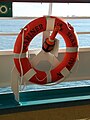 Ring life buoy with a light on a cruise ship