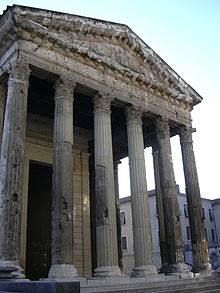 temple of Augustus depicting him and his wife as gods