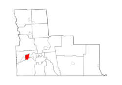 Map highlighting Endwell's location within Broome County.