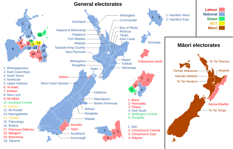 Party affiliation of winning electorate candidates.