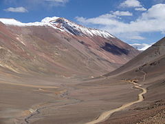 Agua Negra Pass between Argentina and Chile.