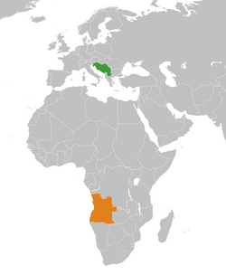 Map indicating locations of Yugoslavia and Angola