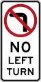 (R2-6) No Left Turn (used in the Australian Capital Territory, New South Wales, Queensland and the Northern Territory)