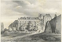 Château de Blois, lithograph by C. Motte from a drawing by Renoux