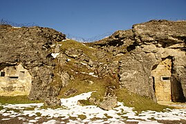 Durchschlag einer französischen 40-cm-Granate in einer Kasematte der Kehlkaserne (Fort de Douaumont)