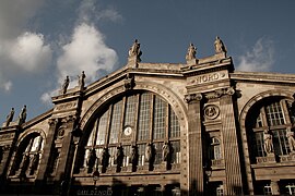 The Gare du Nord, designed to be one of the new gateways to Paris, with an iron framework combined with allegorical statues of French cities