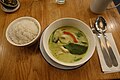 Thai green curry with a side of Jasmine rice