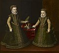 Doppelportrais zweier Kinder 1570 mit Papagei