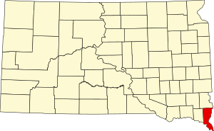Map of South Dakota highlighting Union County