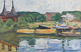 Edvard Munch, 1907, Lübecker Hafen mit Holstentor