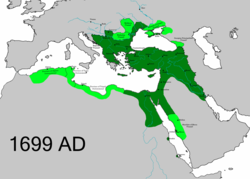 The Ottoman Empire in 1699, following the Treaty of Karlowitz at the end of the War of the Holy League.