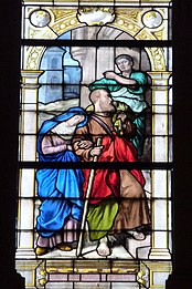 Scene from life of Virgin Mary, with Joseph in upper window of Chapel of Virgin