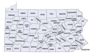 Pennsylvania counties (clickable map)