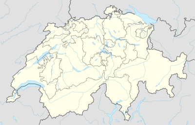 Map of Switzerland with the locations of the sixteen Challenge League clubs