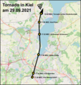 Verlauf des Tornados in Kiel 2021
