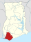 Location of Western Region in Ghana