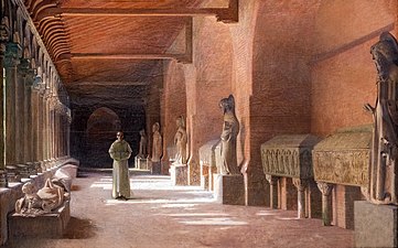 Henri Rachou's painting Meditation showing the cloister of the Musée des Augustins where the early Christian sarcophagi were displayed before their transfer to the Musée Saint-Raymond