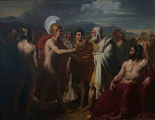 Agamemnon watching as Achilles presents the prize of wisdom to Nestor during the funeral games, Mougins Museum of Classical Art