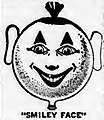 A smiley face balloon from a Gregory FUNNY-B'LOONS ad page 20 of The Billboard March 18, 1922 page 20
