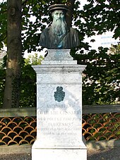 Photograph of a bust of Gessner in the Botanical Garden in Zurich