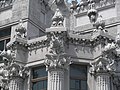 Elaborate cement decorations, featuring deer and rhinoceroses