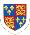 Arms of Humphrey of Lancaster, 1st Duke of Gloucester: Arms of King Henry IV differenced by a bordure argent