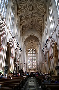 Abteikirche Bath im Per­pen­di­cular Style, Fächer­gewölbe, hier kein Triforium