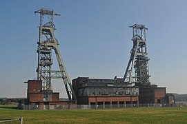 Clipstone Colliery headstocks stated to be the highest in Europe.[254] and surrounding cleared pit-head site