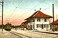 Postkarte der Station Bätterkinden der Elektrischen Schmalspurbahn Solothurn-Bern (ESB) im Jahre 1916.