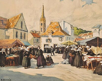 A market scene in Brittany