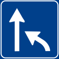 End of lane. The background is green on motorway