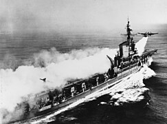 A Lockheed P-2 Neptune launches from the aircraft carrier USS Franklin D. Roosevelt (CV-42), 2 July 1951.