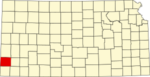 Map of Kansas highlighting Stanton County