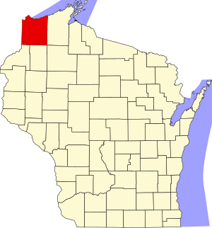 Map of Wisconsin highlighting Douglas County