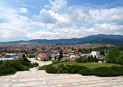 View of Panagyurishte from the Apriltsi Memorial Complex.